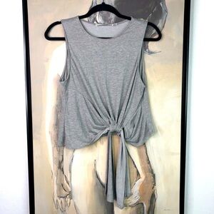 ASTR the Label Gray Cropped Gathered Tie Tank Top